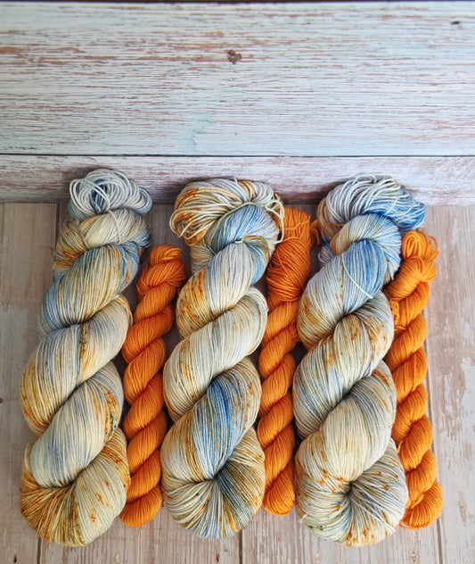 Blue Sky's & Falling Leaves Sock Kit