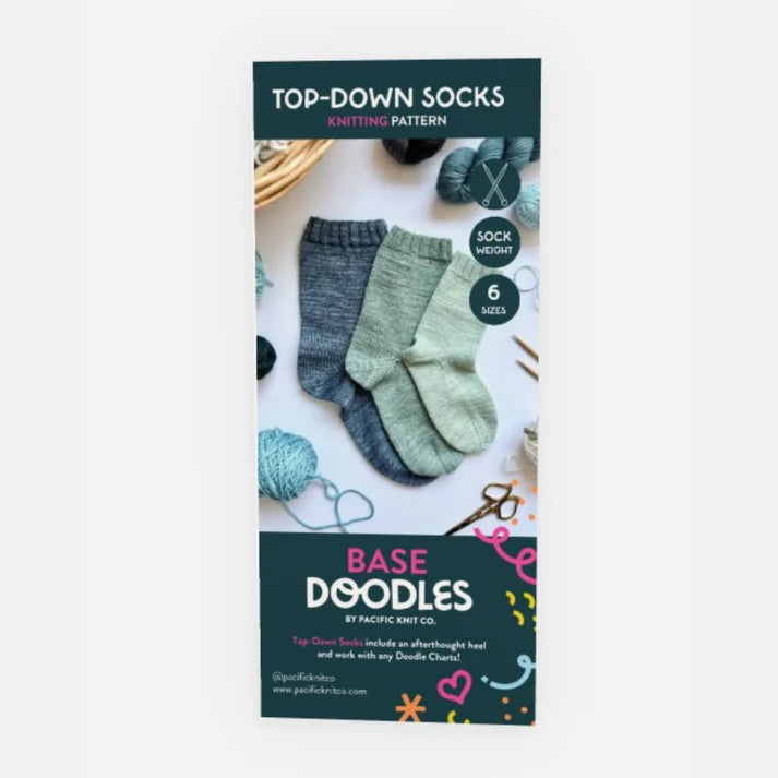 THE BASE DOODLE SOCK - Fingering Weight - Top Down - Pattern Brochure Wooly Owl Fibers