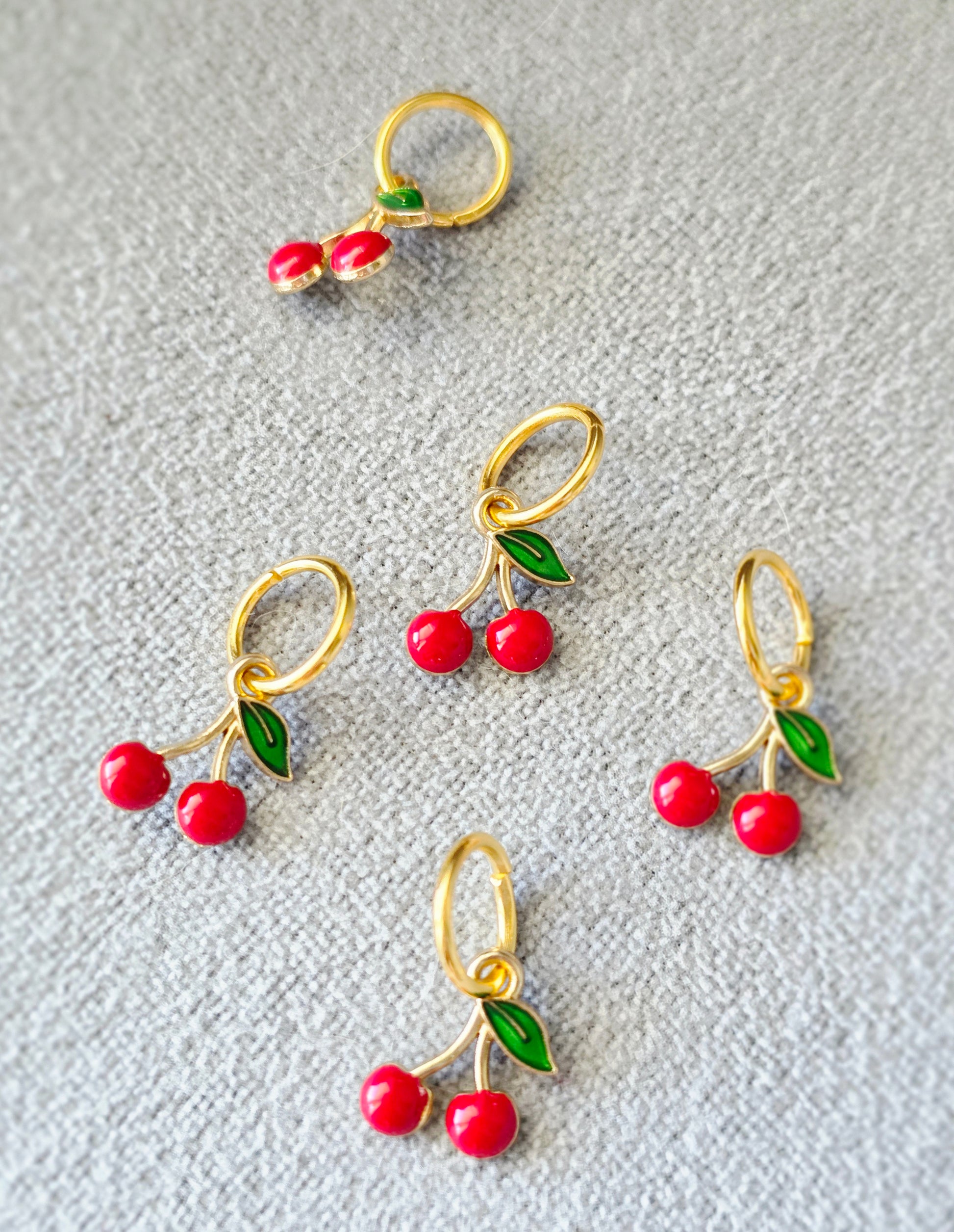 Cherry Stitch Markers (set of 5) Wooly Owl Fibers