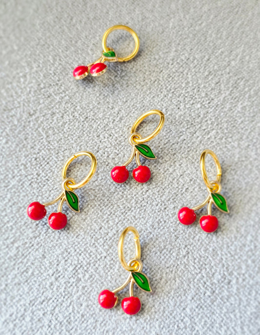 Cherry Stitch Markers (set of 5) Wooly Owl Fibers