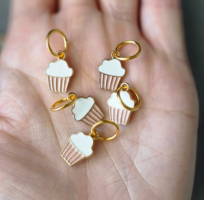 Cupcake Stitch Markers (set of 5) Wooly Owl Fibers