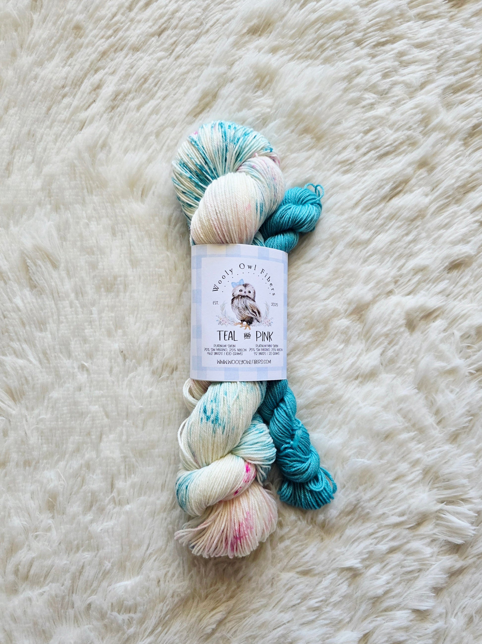 Teal & Pink Sock Kit Wooly Owl Fibers