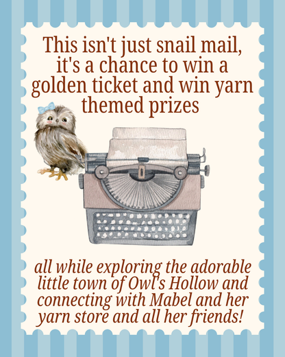 Owl's Hollow Postal Service with Mabel -  Snail Mail Monthly Subscription Wooly Owl Fibers
