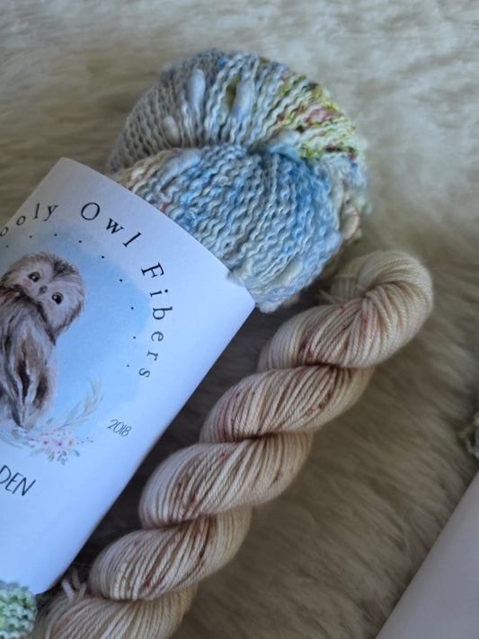 Delphinium Garden with Cinnamon Mini Skein