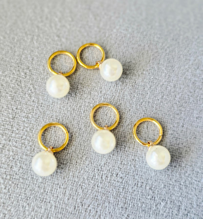 Pearl Stitch Markers 10mm (set of 5) Wooly Owl Fibers