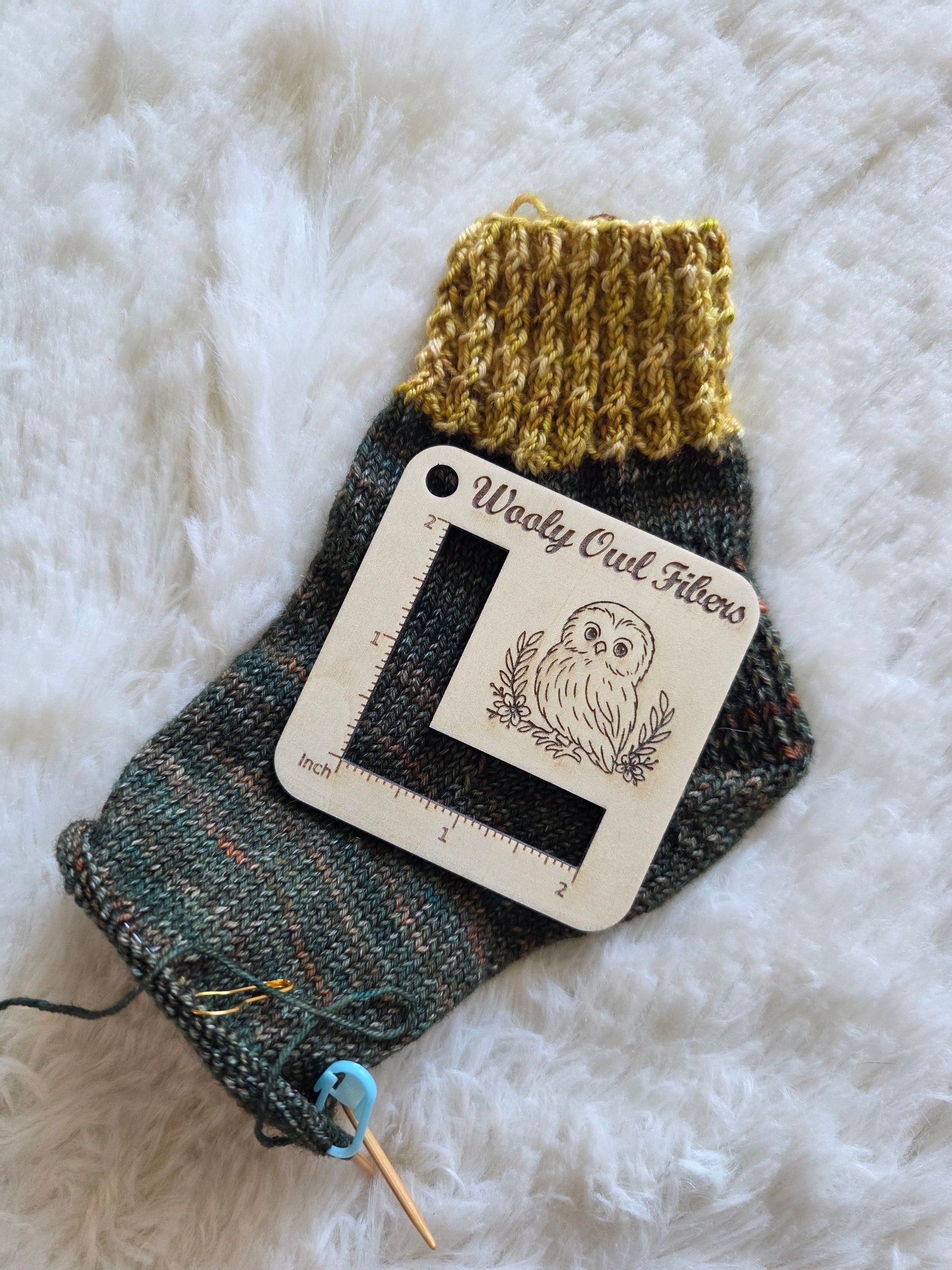 2" Gauge Ruler - Knitter's Companion Block Wooly Owl Fibers