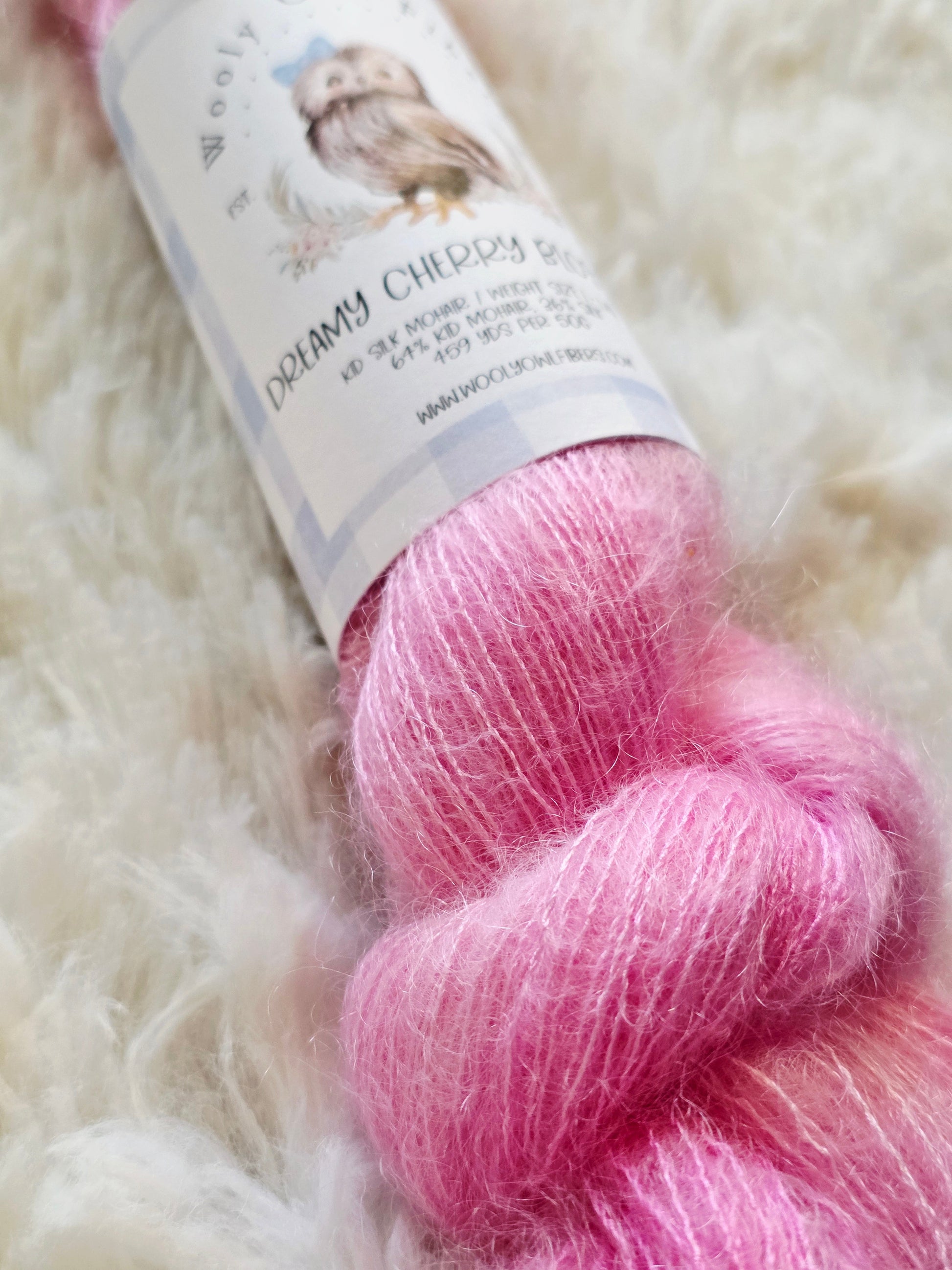 Dreamy Cherry Blossom Wooly Owl Fibers