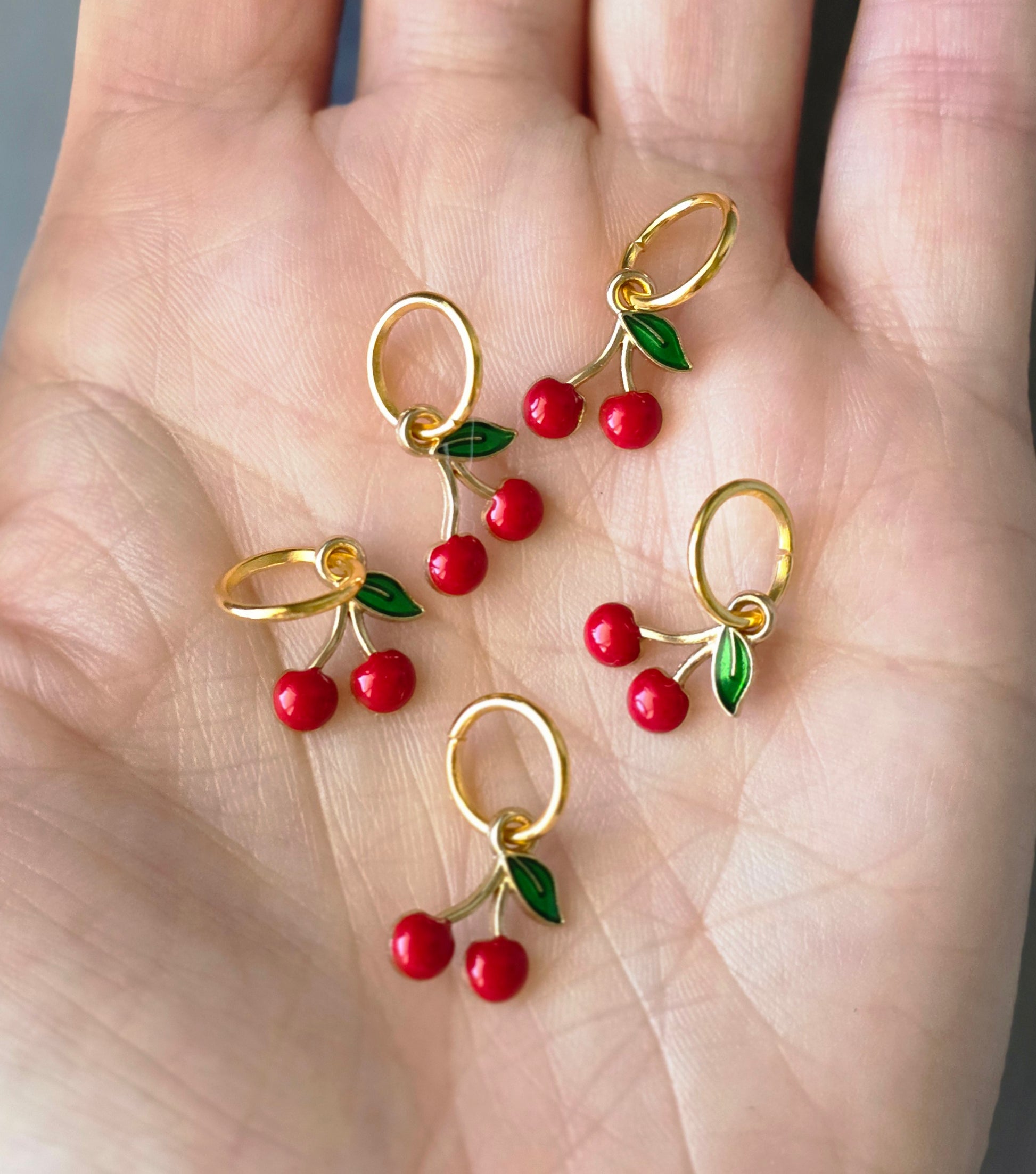 Cherry Stitch Markers (set of 5) Wooly Owl Fibers