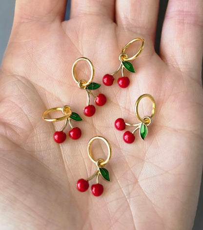 Cherry Stitch Markers (set of 5) Wooly Owl Fibers
