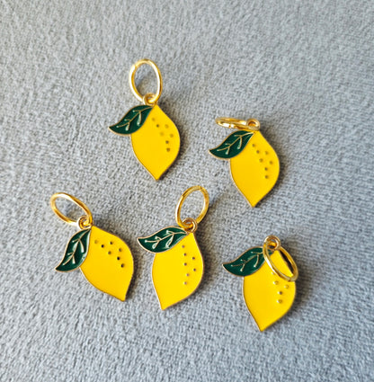Lemon Stitch Markers (set of 5) Wooly Owl Fibers