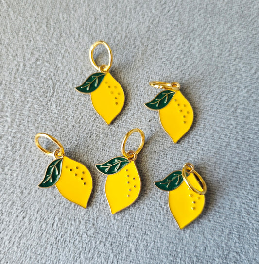 Lemon Stitch Markers (set of 5) Wooly Owl Fibers