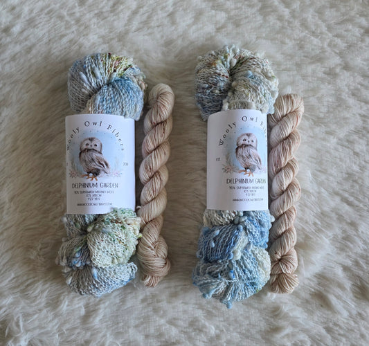 Delphinium Garden with Cinnamon Mini Skein
