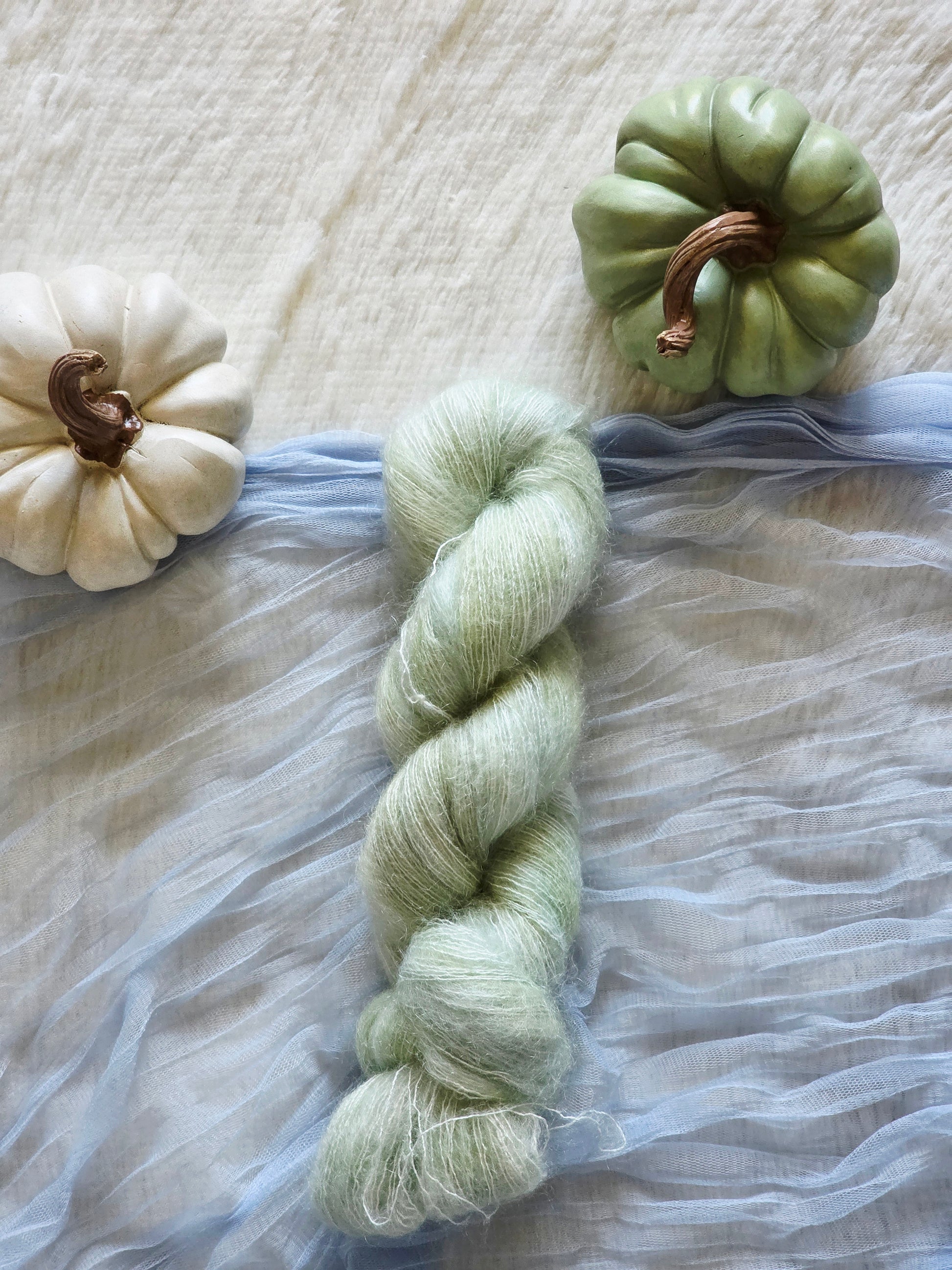 Sage Pumpkin Mohair Wooly Owl Fibers