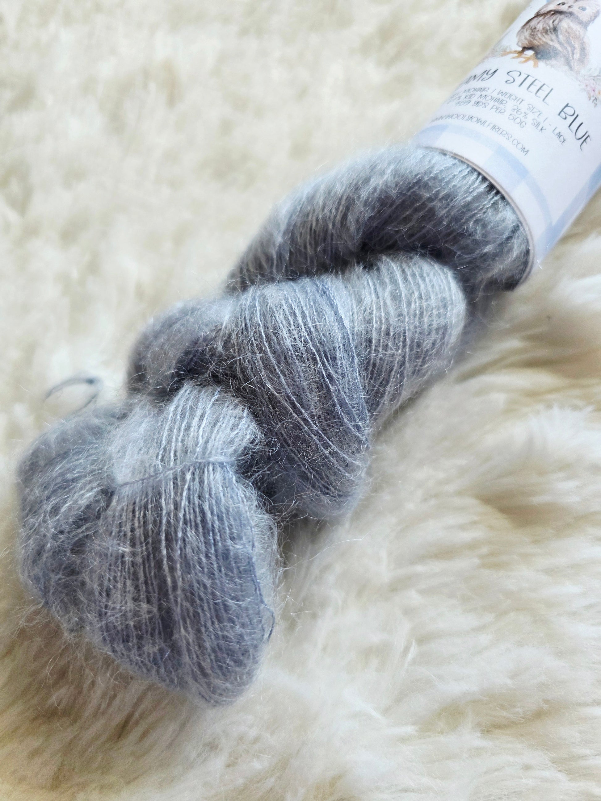 Dreamy Steel Blue Wooly Owl Fibers