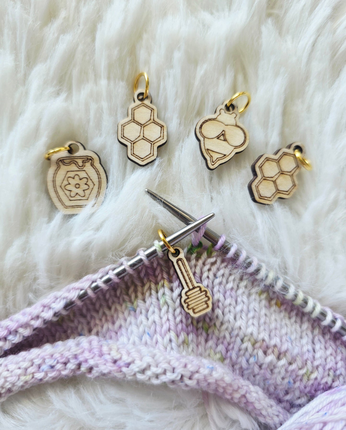 Sweet As Honey Stitch Markers Set (5) Wooly Owl Fibers