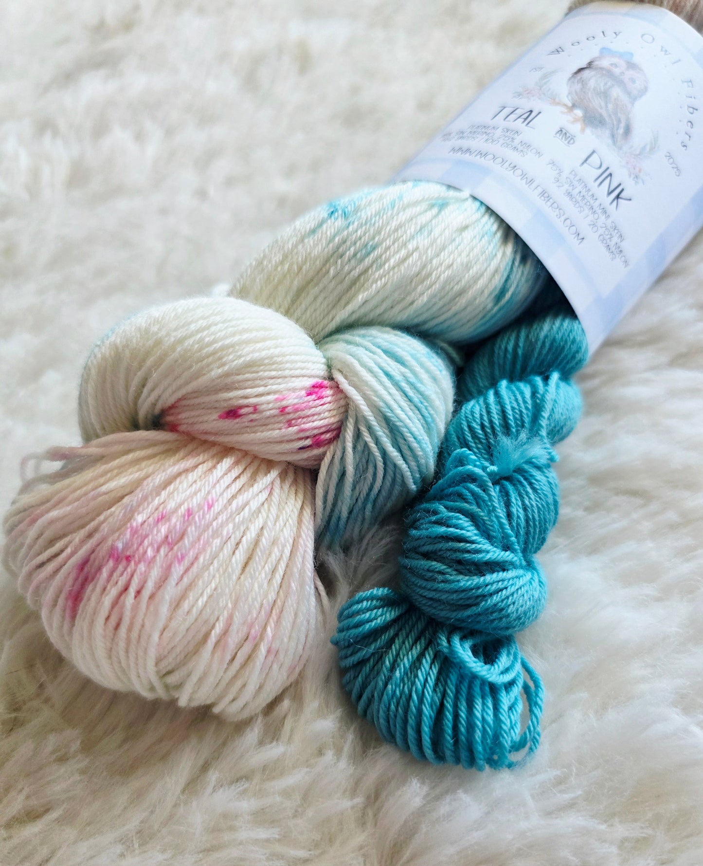 Teal & Pink Sock Kit Wooly Owl Fibers