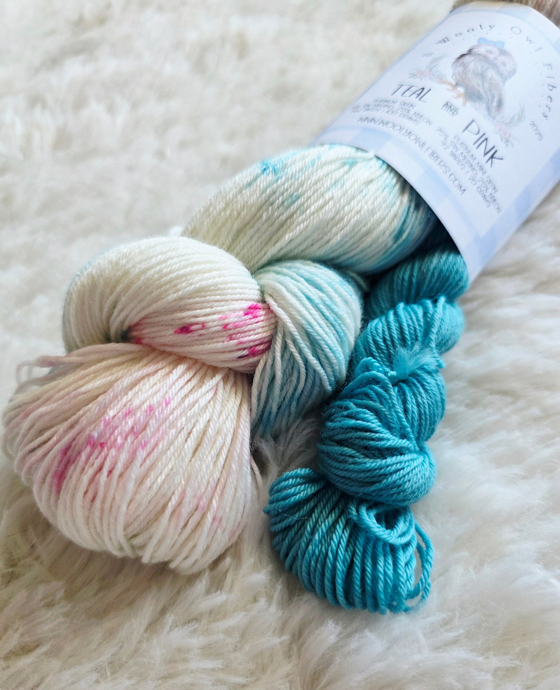 Teal & Pink Sock Kit Wooly Owl Fibers