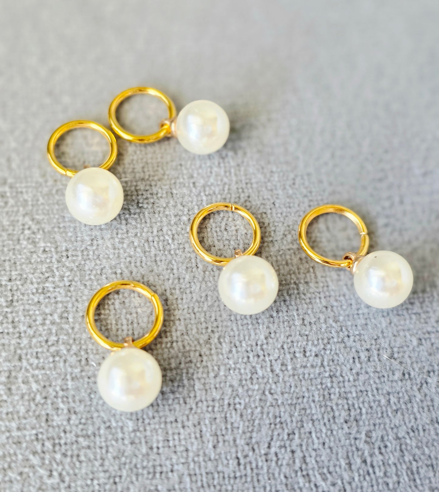 Pearl Stitch Markers 10mm (set of 5) Wooly Owl Fibers