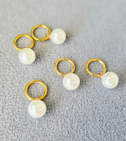 Pearl Stitch Markers 10mm (set of 5) Wooly Owl Fibers