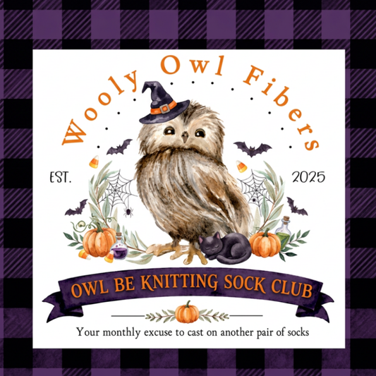 Owl Be Knitting Sock Club Pre-Order - October BOX Wooly Owl Fibers